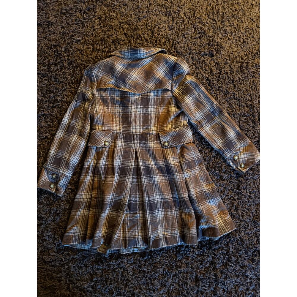 Guess Pleated Plaid Wool Coat Size Large Vintage - Picture 9 of 9